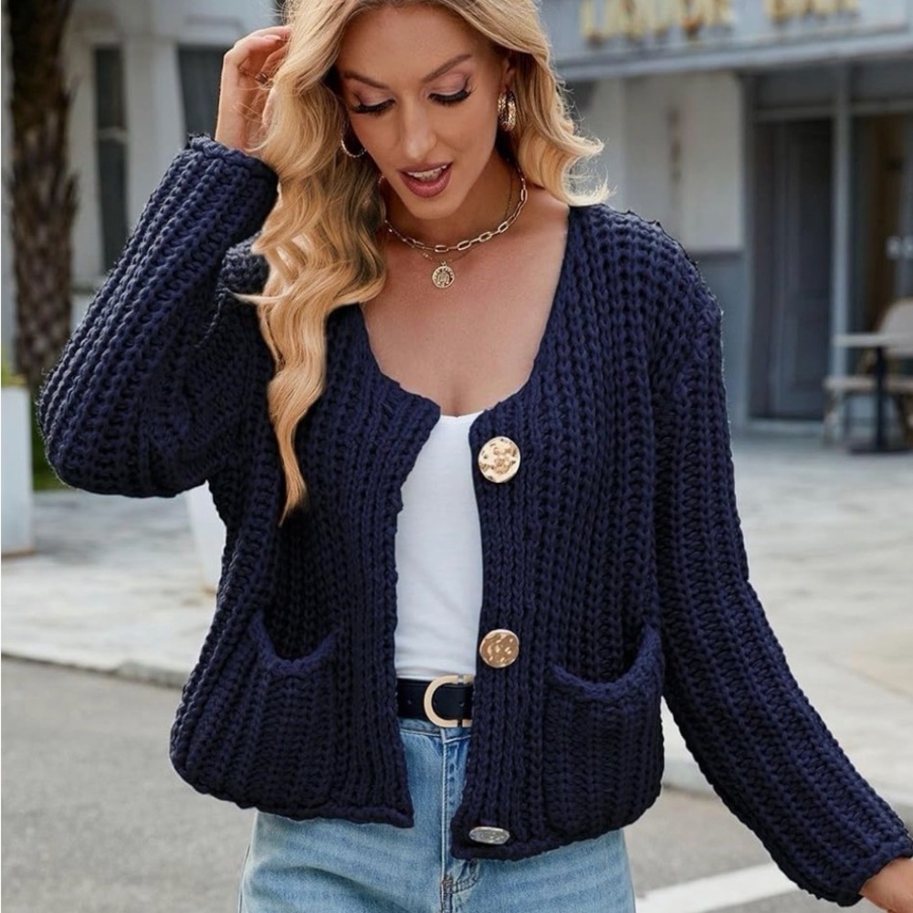 Women's Cable Knit Cardigan Sweater Cardigan Sweaters Acrylic Baggy